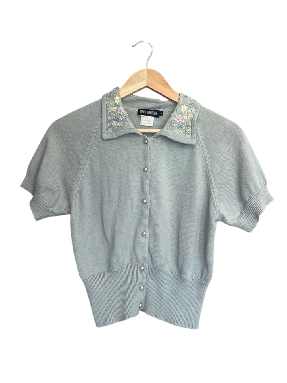 French Connection Blue Embroidery Sweater